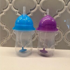 Munchkin Twin Straw Cups in Bright Blue & Purple